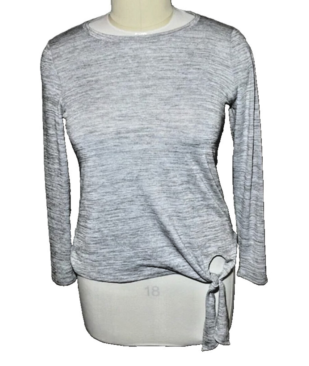 Matty M | Light Grey Tie Waisted Ballet Neck Sweater L